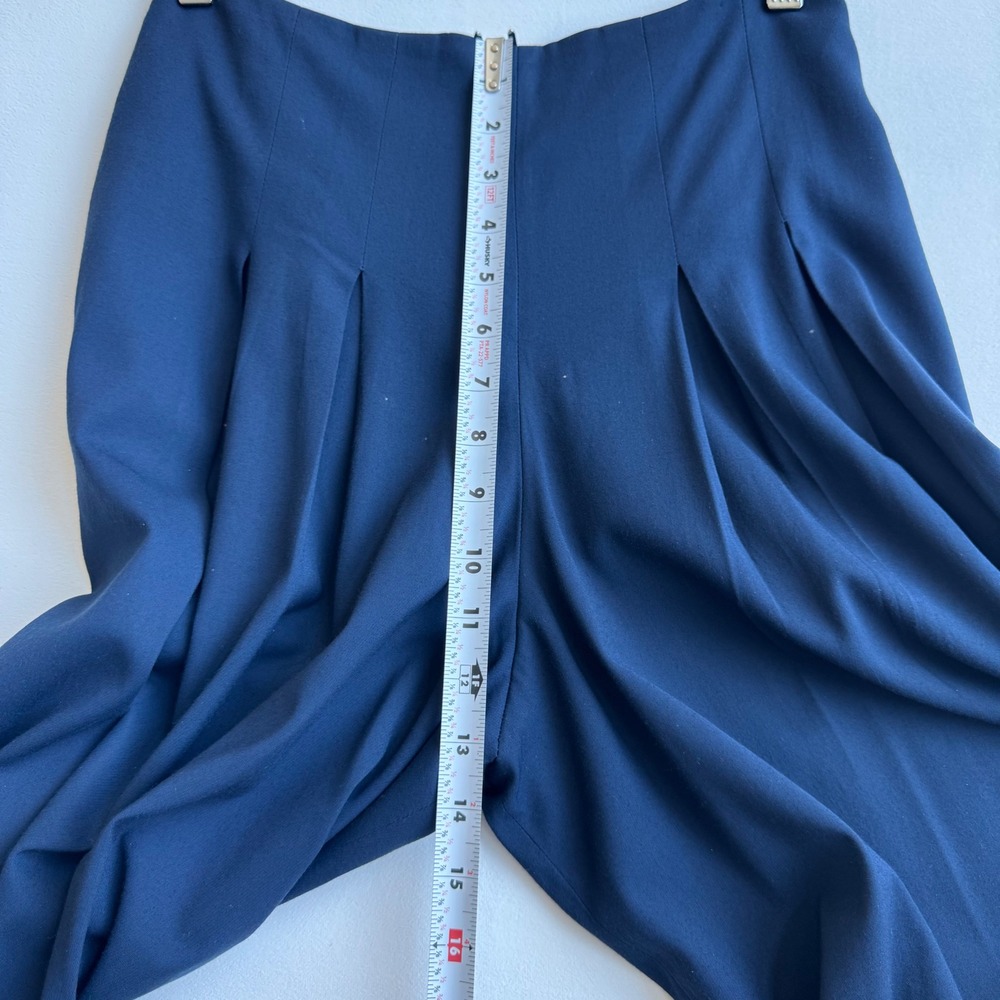 Karen Millen Navy Blue Wide Leg Pleated High Waist Trousers Palazzo Pants size 8 - Picture 7 of 12